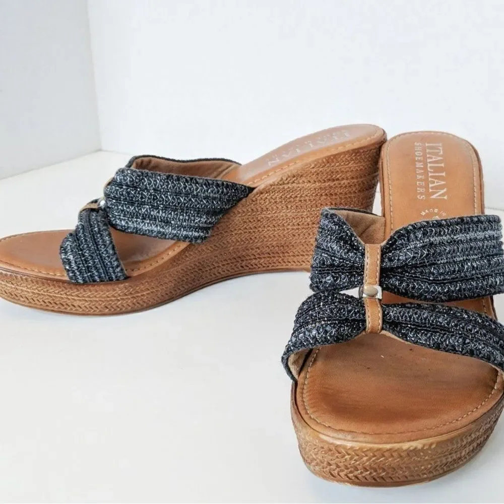 ITALIAN SHOEMAKERS Woven Wedge Slide On Trendy